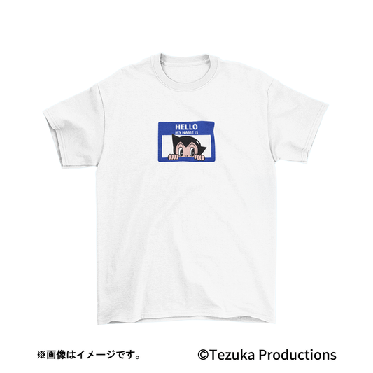 HELLO MY NAME IS(ATOM)Tシャツ WHITE×BLUE-XL